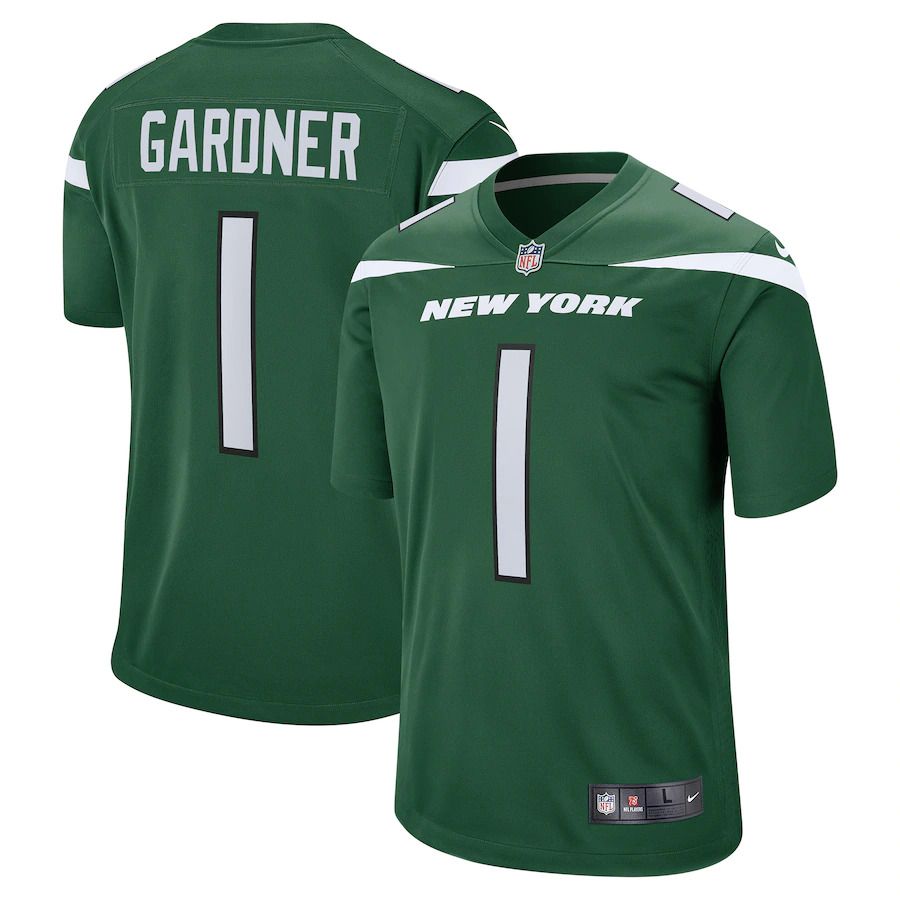 Men New York Jets 1 Ahmad Sauce Gardner Nike Gotham Green 2022 NFL Draft First Round Pick Game Jersey